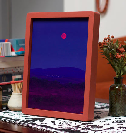 Santa Fe Nocturne I, July 2026 - 11" x 14", Original Southwestern Landscape Painting in Handmade Frame