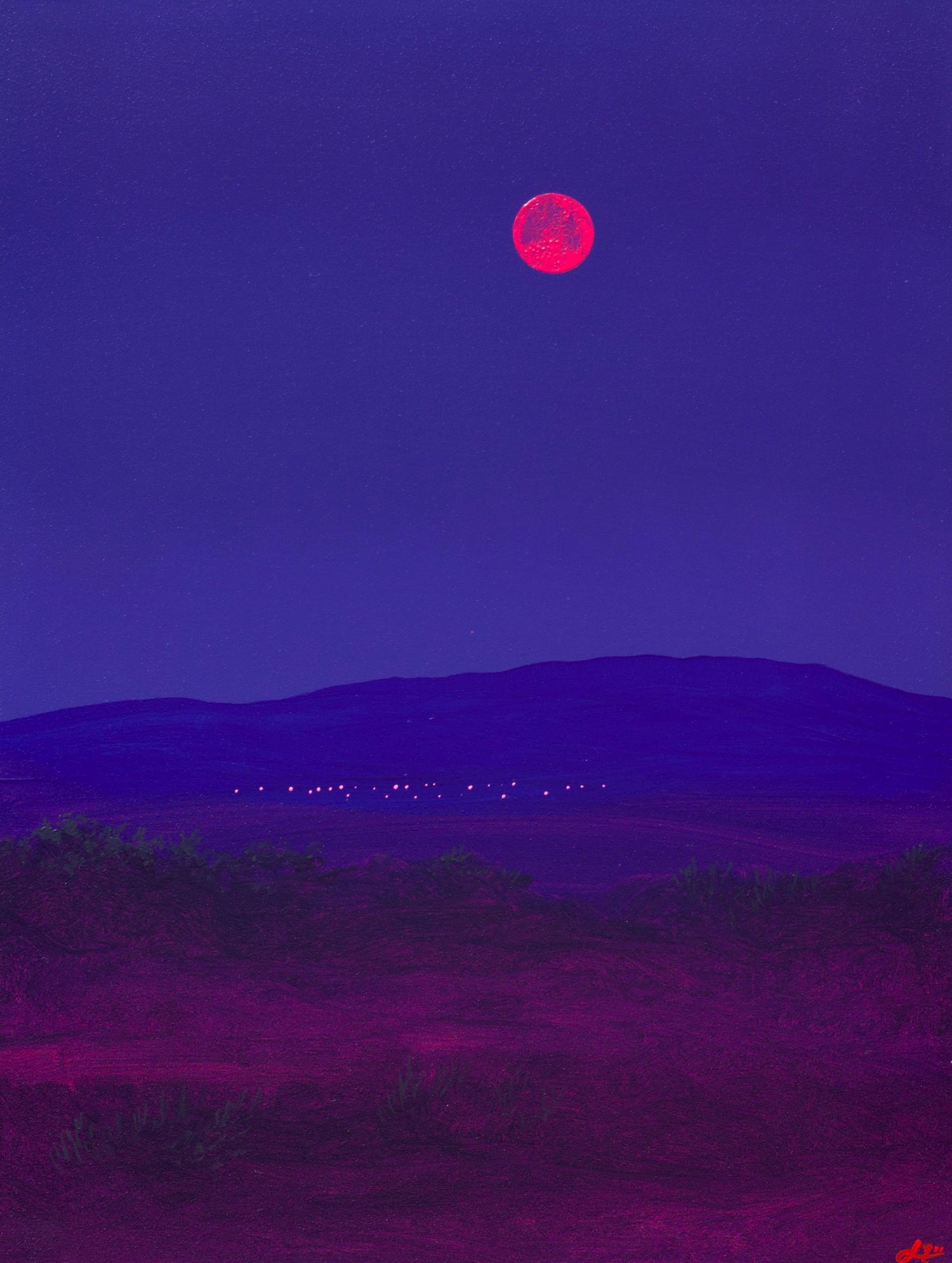 Santa Fe Nocturne I, July 2026 - 11" x 14", Original Southwestern Landscape Painting in Handmade Frame