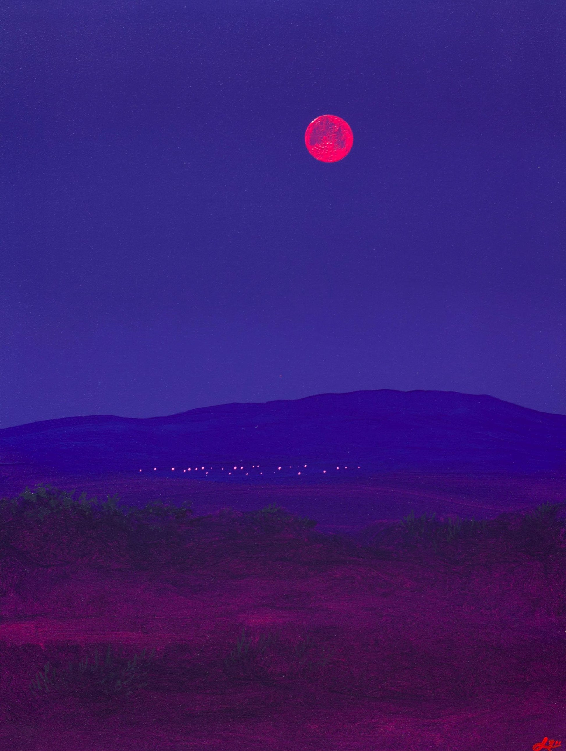 Santa Fe Nocturne I, July 2026 - 11" x 14", Original Southwestern Landscape Painting in Handmade Frame