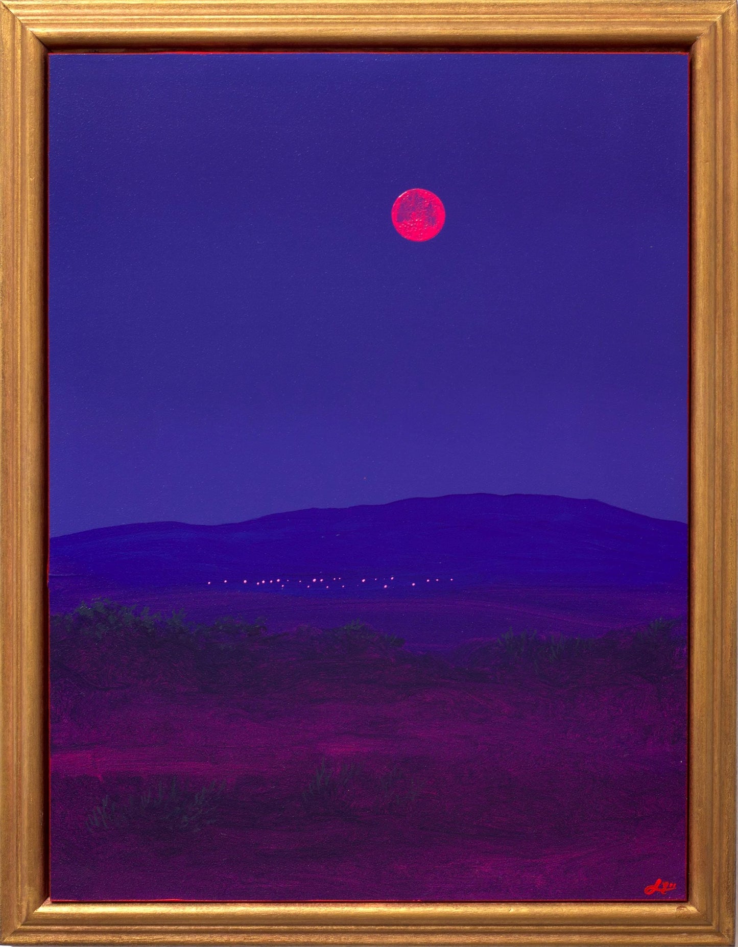 Santa Fe Nocturne I, July 2026 - 11" x 14", Original Southwestern Landscape Painting in Handmade Frame