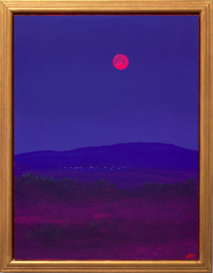 Santa Fe Nocturne I, July 2026 - 11" x 14", Original Southwestern Landscape Painting in Handmade Frame