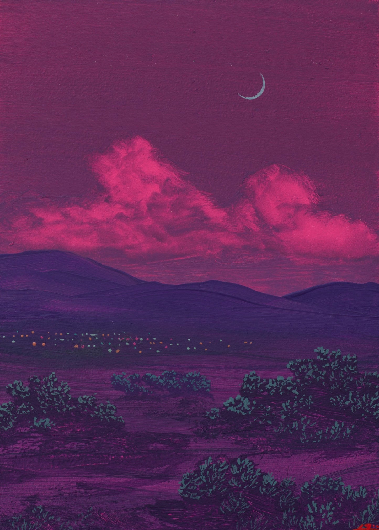 Santa Fe Nocturne Miniature No.7 - 5" x 7"