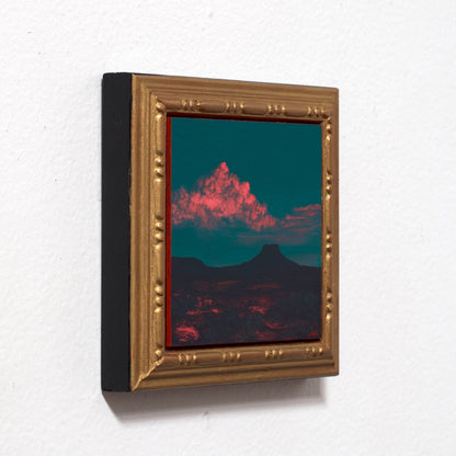 Abiquiú Miniature Series 3, No.2 - Original Southwest Landscape Oil Painting - 4 x 4 inches in handmade wooden frame