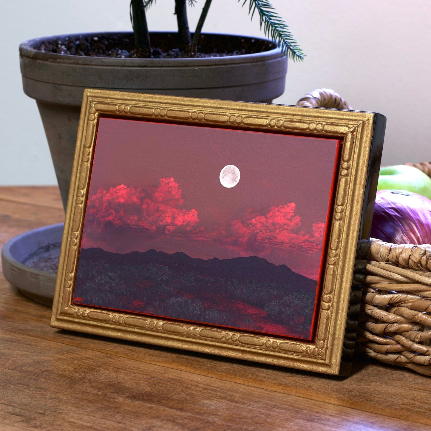 Ortiz Miniature Series 2, No.1 - 5" x 7", Original Southwestern Landscape Oil Painting in Handmade Frame