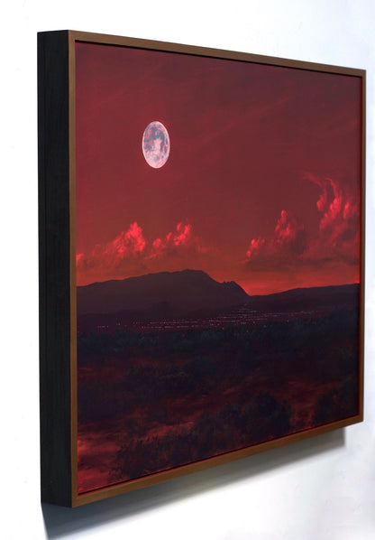 Santa Fe Night Series 3, No.4 - Original Southwest Landscape Oil Painting - 36 x 48 inches in handmade frame