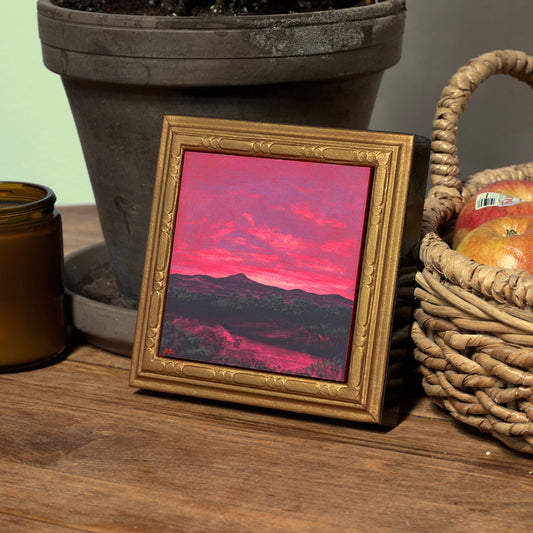 Agua Fria Miniature Series 2, No.5 - Original Southwest Landscape Oil Painting - 4 x 4 inches in handmade wooden frame